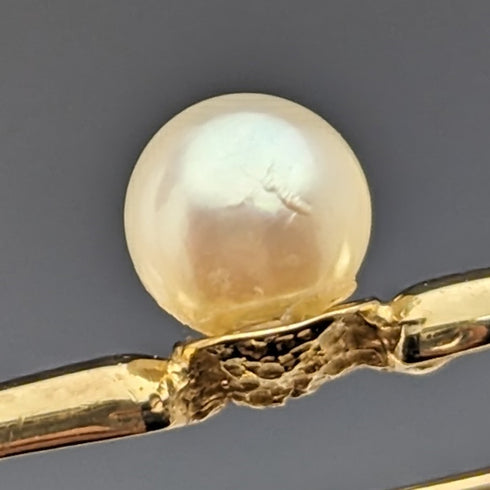 英國復古 9 克拉金珍珠別針胸針 PMS